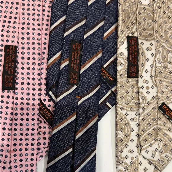 Dolcepunta Men's Tie Set of 3 - Pink, Navy, and Beige - Picture 2 of 5